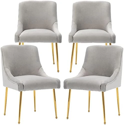 ZHENGHAO Velvet Dining Chairs Set Of 6, Modern Accent Kitchen Chairs With Gold Legs Upholstered Guest Chairs For Living Room/Kitchen/Restaurant, White 9 ZHENGHAO Velvet Dining Chairs Set Of 6, Modern Accent Kitchen Chairs With Gold Legs Upholstered Guest Chairs For Living Room/Kitchen/Restaurant, White - Image 9
