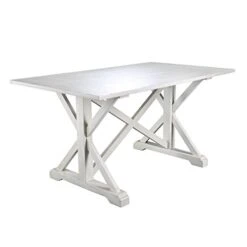 SEI FURNITURE Cardwell Rectangular Dining Table - Farmhouse Style W/ Distressed White Wood Grain - Chic Design