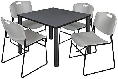 Kee 36" Square Breakroom Table- Cherry/ Black & 4 Zeng Stack Chairs- Black 14 Kee 36" Square Breakroom Table- Cherry/ Black & 4 Zeng Stack Chairs- Black - Image 14