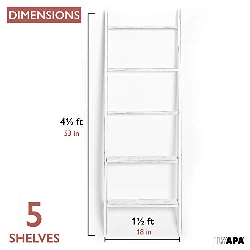 Ilyapa Blanket Ladder For The Living Room - Rustic Decorative Quilt Ladder, White Weathered Wood 2 Ilyapa Blanket Ladder For The Living Room - Rustic Decorative Quilt Ladder, White Weathered Wood - Image 2