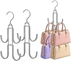 Baoswi 2 Pack Purse Organizer Storage, 4-Tier Hanging Bag Holder, Silver Metal Closet Organization Purse Hanger Backpack Rack Space Saving Hanger -Songmics Furniture Shop 41S86p0x7sL. AC