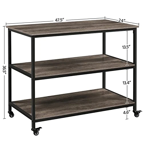 Yaheetech Kitchen Island On Wheels, 47.5" Rolling Kitchen Cart With Large Workstation, Utility Trolley Cart Coffee Bar Cart With Lockable Casters, Easy To Assemble, 24" Depth, Taupe Wood 3 Yaheetech Kitchen Island On Wheels, 47.5" Rolling Kitchen Cart With Large Workstation, Utility Trolley Cart Coffee Bar Cart With Lockable Casters, Easy To Assemble, 24" Depth, Taupe Wood - Image 3