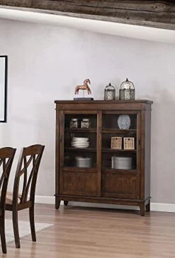 Pilaster Designs Indoor Home Decorative Furniture Mindy Cherry Wood Contemporary Curio China Display Cabinet With Storage Shelves