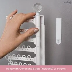 All Hung Up 12-Tier 17" Wall Jewelry Organizer : Command Strips Included For Easy Hanging : 120 Earring Organizer Holes : Necklace Organizer : Bracelet Holder : Ring Holder : Rotating Branches (White) -Songmics Furniture Shop 41SET10C5aL