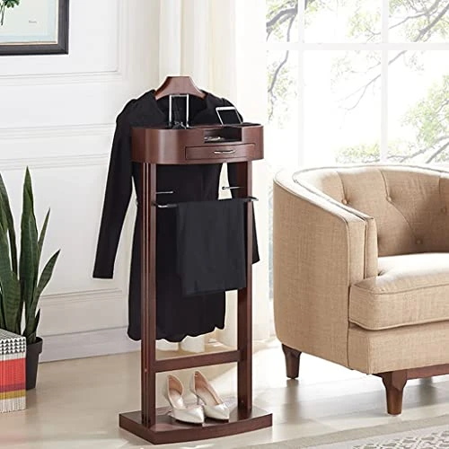 FOLREORP Valet Stand With Drawer Wardrobe Valet Wood Suit Valet Rack Freestanding Contour Hanger Trouser Shoe Rack Tie & Belt Stand Organizer Easy To Assemble For Both Living Room And Bed Ro 3 FOLREORP Valet Stand With Drawer Wardrobe Valet Wood Suit Valet Rack Freestanding Contour Hanger Trouser Shoe Rack Tie & Belt Stand Organizer Easy To Assemble For Both Living Room And Bed Ro - Image 3