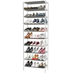 Himimi 10 Tiers Shoe Rack, Non-Woven Fabric Shoe Tower Stand, Easy Assembled Shoe Shelf Organizer Closet For Home, Sturdy Shelf Storage Organizer Cabinet