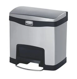 Rubbermaid Commercial Products Slim Jim Front Step-On Trash Can, Stainless Steel, 24 Gallon, Black, Indoor/Outdoor Waste Container For Office/Hospital/Mall/Kitchen -Songmics Furniture Shop 41SIOyswRmL