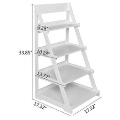 FRITHJILL 4-Tier Ladder Shelf Leaning Bookshelf Plant Display Stand Storage Shelves Multipurpose Corner Shelf,White -Songmics Furniture Shop 41SIUmNMtvL