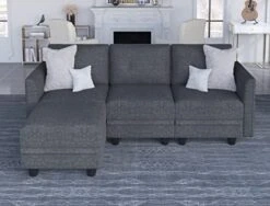 LLappuil Modular Sectional Couch With Reversible Chaise, Modern L Shaped Sofa Left/Right Corner Couch Modular Sofa With Storage Seat, Denim Blue -Songmics Furniture Shop 41SJWMMAfxL. AC