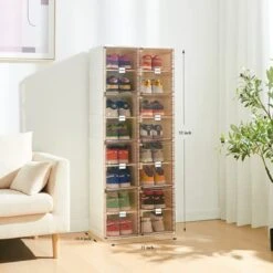 Benitaku Shoe Storage Organizer - Foldable Shoe Storage Cabinet With Doors - Durable And Stable Shoe Storage Boxes - Stackable Shoe Rack Organizer For Home - Easy Installation- 16 Layers -Songmics Furniture Shop 41SL0iWbWEL