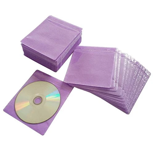 HAPLIVES CD/DVD/BluRay Sleeves,Double-Sided Refill Plastic Sleeve For CD And DVD Storage Binders,100 Pack (Purple) 1 HAPLIVES CD/DVD/BluRay Sleeves,Double-Sided Refill Plastic Sleeve For CD And DVD Storage Binders,100 Pack (Purple)