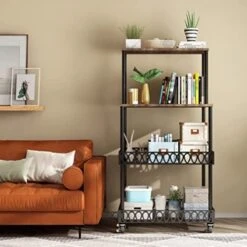 Four Layer Kitchen Baker Rack, Vertical Microwave Oven Rack, Kitchen Storage Rack With Wheels, Suitable For Kitchens And Restaurants -Songmics Furniture Shop 41SQYAMgdXL