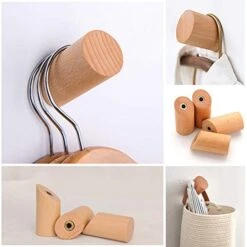 Felidio Wood Wall Hooks, 4 Pack Coat Hooks Mounted Rustic Wooden Heavy Duty Robe Hook Hat Rack | For Hanging Bathroom Towels Clothes Hanger (Beech Wood) -Songmics Furniture Shop 41SQh9n8oZL