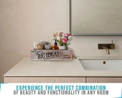 Bathroom Decor Box, 2 Sides With Funny Sayings -Perfect For Farmhouse Bathroom Decor, Rustic Bathroom Decor, Funny Toilet Paper Holder - Rustic White -Songmics Furniture Shop 41SR6CNudeL