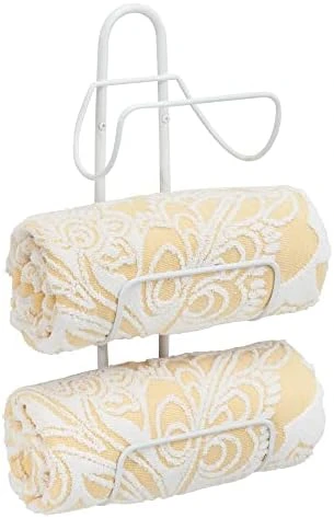 MDesign Modern Decorative Metal 3-Level Wall Mount Towel Rack Holder And Organizer For Storage Of Bathroom Towels, Washcloths, Hand Towels - Satin 11 MDesign Modern Decorative Metal 3-Level Wall Mount Towel Rack Holder And Organizer For Storage Of Bathroom Towels, Washcloths, Hand Towels - Satin - Image 11