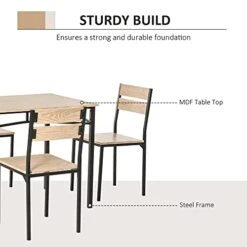 HOMCOM Rustic Industrial 5-Piece Dining Table Set Black Metal With 4 Chairs For Kitchen, Or Dining Room, Oak 7 HOMCOM Rustic Industrial 5-Piece Dining Table Set Black Metal With 4 Chairs For Kitchen, Or Dining Room, Oak -Songmics Furniture Shop 41SXHHWVH8S