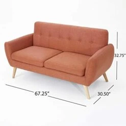 Christopher Knight Home Josephine Mid-Century Modern Petite Fabric Sofa, Burnt Orange / Natural -Songmics Furniture Shop 41SXus8TcoL
