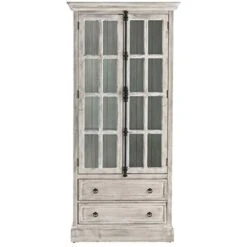 Crestview Collection Hudson 2 Drawer 2 Door Curio Cabinet Gray Wood