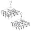 2 Pack Stainless Steel Sock Drying Rack With 72 Clips, Swivel Wind-Proof Hook Clothes Hanger Dryer For Sock, Underwear, Bra, Laundry Accessories