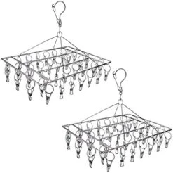 2 Pack Stainless Steel Sock Drying Rack With 72 Clips, Swivel Wind-Proof Hook Clothes Hanger Dryer For Sock, Underwear, Bra, Laundry Accessories 12 2 Pack Stainless Steel Sock Drying Rack With 72 Clips, Swivel Wind-Proof Hook Clothes Hanger Dryer For Sock, Underwear, Bra, Laundry Accessories -Songmics Furniture Shop 41SbUMDq9QL. AC