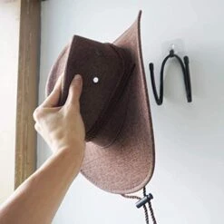 Cowboy Hat Rack Hat Holder Hat Organizer Hat Hanger Hat Wall Mount - Adhesive Metal Hooks - Easy To Install - 4 Pack - No Hat