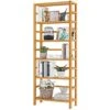 VIAGDO Bamboo Bathroom Shelf, 6-Tier Adjustable Tall Bookshelf, Multifunctional Storage Rack Freestanding Shelving Unit For Bathroom, Living Room, Bedroom, Kitchen, Laundry Room