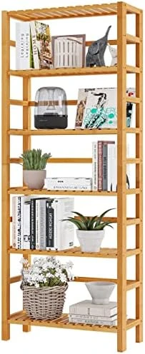 VIAGDO Bamboo Bathroom Shelf, 6-Tier Adjustable Tall Bookshelf, Multifunctional Storage Rack Freestanding Shelving Unit For Bathroom, Living Room, Bedroom, Kitchen, Laundry Room 8 VIAGDO Bamboo Bathroom Shelf, 6-Tier Adjustable Tall Bookshelf, Multifunctional Storage Rack Freestanding Shelving Unit For Bathroom, Living Room, Bedroom, Kitchen, Laundry Room - Image 8