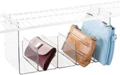 MDesign Plastic 5 Compartment Hanging Closet Storage Organizer Tray, Divided Sections For Holding Sunglasses, Wallets, Clutch Purses, Accessories, Hangs Below Shelving, Grypp Collection - Clear -Songmics Furniture Shop 41SnavAlSIL. AC