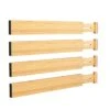 BAMEOS Drawer Dividers Kitchen Organization Bamboo Utensil Organizers For Kitchen Bedroom Bathroom Dresser Office 4-pack