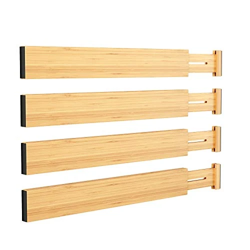 BAMEOS Drawer Dividers Kitchen Organization Bamboo Utensil Organizers For Kitchen Bedroom Bathroom Dresser Office 4-pack 1 BAMEOS Drawer Dividers Kitchen Organization Bamboo Utensil Organizers For Kitchen Bedroom Bathroom Dresser Office 4-pack