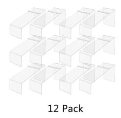 12 Pack Acrylic Shoe Display Stand Clear Premium Lucite Fits Sneakers 4 Inch Wide Slanted 9 Inch Deep Footwear Showcase Riser With Heel Stop For Retail Shops And Clothing Stores By Marketing Holders