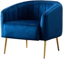 LSSPAID Velvet Accent Chair, Fabric Upholstered Accent Chairs For Living Room, Golden Metal Legs Armchairs, Navy Blue, Set Of 1 -Songmics Furniture Shop 41Sv0tcAf6L. AC