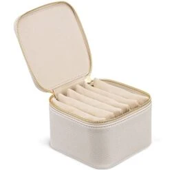 Vlando Small Jewelry Box Organizer,Travel Jewelry Storage With 6 Velvet Jewelry Zipper Pockets,Premium Petal Hardware Jewelry Case For Women Girls Gift (white) 14 Vlando Small Jewelry Box Organizer,Travel Jewelry Storage With 6 Velvet Jewelry Zipper Pockets,Premium Petal Hardware Jewelry Case For Women Girls Gift (white) -Songmics Furniture Shop 41Sv19KbirL