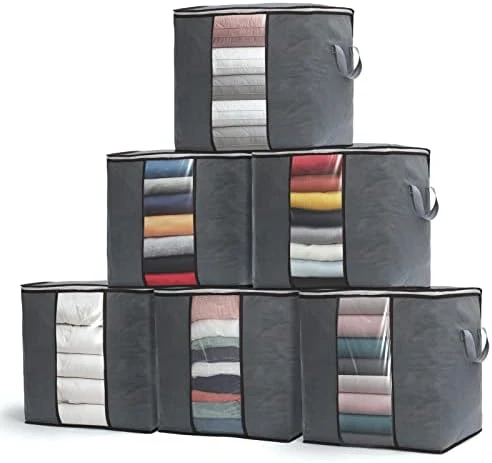 90L Large Capacity 4 Pack Clothes Storage Bag, Storage Bins For Clothes, Closet Organizers And Storage Containers For Blanket Bedding Comforter, Thick Fabric With Reinforced Handles, Zipper, Clear Window 7 90L Large Capacity 4 Pack Clothes Storage Bag, Storage Bins For Clothes, Closet Organizers And Storage Containers For Blanket Bedding Comforter, Thick Fabric With Reinforced Handles, Zipper, Clear Window - Image 7