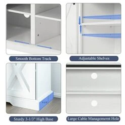 Squireewo Farmhouse Buffet Cabinet Sideboard With Sliding Barn Doors, Rustic Coffee Bar Cabinet Server With Storage And Adjustable Shelves, Cupboard Table For Kitchen Dining Room Living Room, White 12 Squireewo Farmhouse Buffet Cabinet Sideboard With Sliding Barn Doors, Rustic Coffee Bar Cabinet Server With Storage And Adjustable Shelves, Cupboard Table For Kitchen Dining Room Living Room, White -Songmics Furniture Shop 41SxdTD36XL