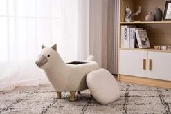 Home 2 Office Cow Ottoman For Kids' Bedroom, Playroom, Nursery, And Living Room, Animal Ottoman With Storage, Footstool For Kids, Black/White -Songmics Furniture Shop 41T1BahH6L. AC