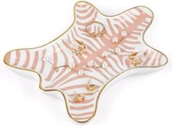 Trycooling Hand Painted Tiger Skin Ceramic Jewelry Dish Small Jewelry Rack Tray Rings Bracelets Earrings Trays Holder (Gold) -Songmics Furniture Shop 41T2X6FO5TL. AC