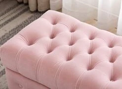 Artechworks Storage Coffee Table Ottoman, Button Tufted Velvet Upholstery Footstool Bed Ottoman For Living Room, Home Office, Space-Saving Storage Toy Box Stool, Pink -Songmics Furniture Shop 41T566yshZL