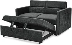 2-in-1 Sleeper Sofa Bed, Loveseat Chair Bed With Pull Out Bed And Extra Bench, Adjustable Back And Two Arm Pockets For Small Living Room, Bedroom, Balcony, Apartment (Gray, Loveseat) -Songmics Furniture Shop 41T57t1EzML. AC
