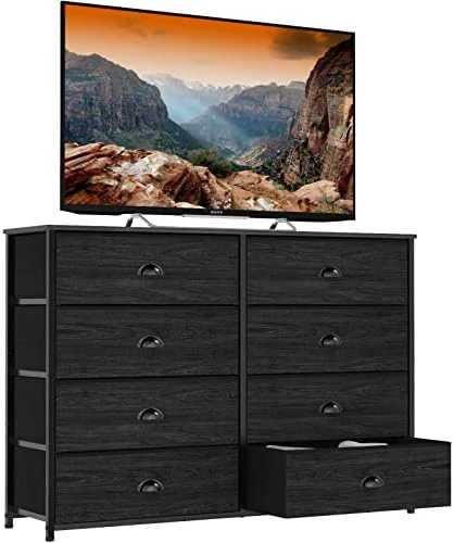 Furnulem 8 Drawer Dresser Wide 40'' Long, Storage Chest Of Drawer For 50'' TV Stand, Closet, Bedroom, Nursery, Fabric Bins, Wooden Top Living Room Rustic Furniture (Black) 7 Furnulem 8 Drawer Dresser Wide 40'' Long, Storage Chest Of Drawer For 50'' TV Stand, Closet, Bedroom, Nursery, Fabric Bins, Wooden Top Living Room Rustic Furniture (Black) - Image 7