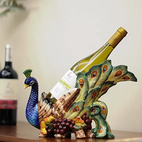 FORLONG Ceramic Decorative Wine Bottle Holder, Home Decor Wine Display Table Centerpiece For Tabletops And Counters, Wine Lovers Gift (Peacock) 2 FORLONG Ceramic Decorative Wine Bottle Holder, Home Decor Wine Display Table Centerpiece For Tabletops And Counters, Wine Lovers Gift (Peacock) - Image 2