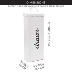 AuldHome Farmhouse Enamelware Straw Holder (White); Rustic Metal Straw Storage Canister -Songmics Furniture Shop 41TE8siIGsL