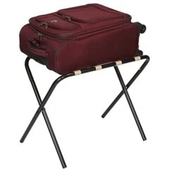 Household Essentials 2126-1 Folding Luggage Rack | Black Frame With Khaki Straps -Songmics Furniture Shop 41TFV2gxzHL