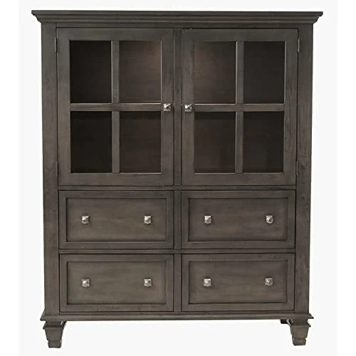 Sunset Trading Shades Of Gray Large 4-Drawer Wood Lighted China Cabinet In Gray 3 Sunset Trading Shades Of Gray Large 4-Drawer Wood Lighted China Cabinet In Gray - Image 3