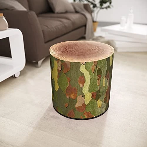 ZTOZZ Round Pouf Indoor - Printed Ottoman Foot Stool For Dining, Living Room Or Bedroom With Removable Cover - Platan Print 2 ZTOZZ Round Pouf Indoor - Printed Ottoman Foot Stool For Dining, Living Room Or Bedroom With Removable Cover - Platan Print - Image 2