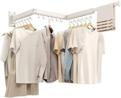 CHAHUANV Clothes Drying Rack,Laundry Drying Rack, Drying Rack Wall Mount,Wall Mounted Clothes Rack,Drying Rack Clothing,Retractable Laundry Rack For Hanging Clothes,Collapsible,Foldable,White-Hooks -Songmics Furniture Shop 41TSSYQFQDL. AC