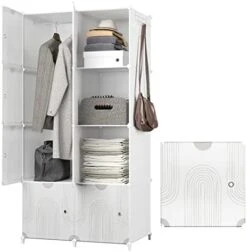 JOISCOPE Portable Closet For Hanging Clothes, Combination Armoire, Modular Cabinet For Space Saving, Ideal Storage Organizer Cube For Books, Toys, 8 Cubes 18 JOISCOPE Portable Closet For Hanging Clothes, Combination Armoire, Modular Cabinet For Space Saving, Ideal Storage Organizer Cube For Books, Toys, 8 Cubes -Songmics Furniture Shop 41TSxu8VCjL. AC