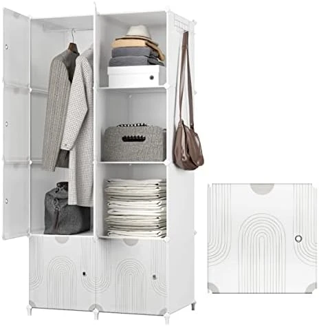 JOISCOPE Portable Closet For Hanging Clothes, Combination Armoire, Modular Cabinet For Space Saving, Ideal Storage Organizer Cube For Books, Toys, 8 Cubes 4 JOISCOPE Portable Closet For Hanging Clothes, Combination Armoire, Modular Cabinet For Space Saving, Ideal Storage Organizer Cube For Books, Toys, 8 Cubes - Image 4