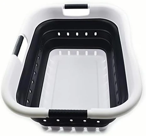 SAMMART 41L Collapsible 3 Handled Plastic Laundry Basket - Foldable Pop Up Storage Container/Organizer - Portable Washing Tub - Space Saving Hamper/Basket (3 Handled Rectangular, Grey/Dark Grey) 5 SAMMART 41L Collapsible 3 Handled Plastic Laundry Basket - Foldable Pop Up Storage Container/Organizer - Portable Washing Tub - Space Saving Hamper/Basket (3 Handled Rectangular, Grey/Dark Grey) - Image 5
