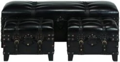 Deco 79 Wood Vintage Faux Leather Storage Bench With Faux Leather Buckle Straps And Stud Details, Set Of 3 48", 19", 19"W, Brown -Songmics Furniture Shop 41TWSy8IHHL. AC